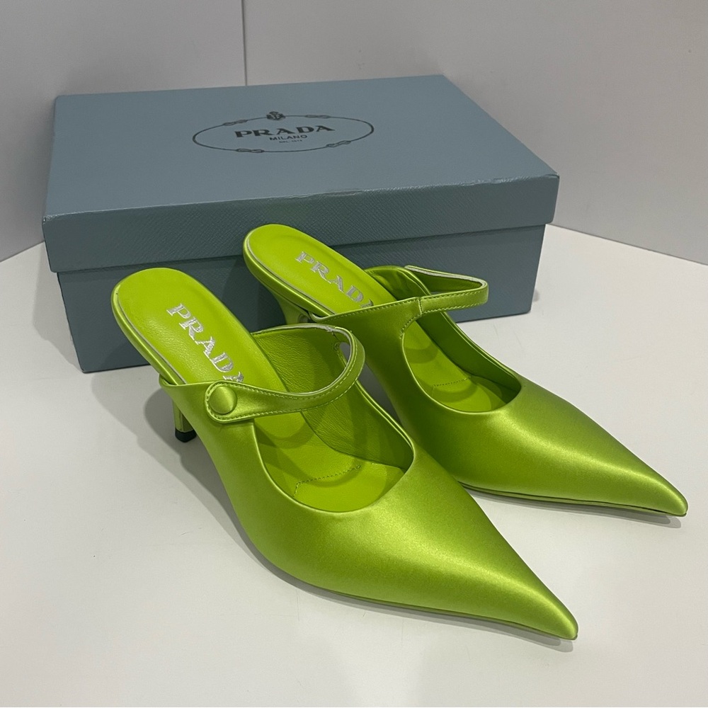 Prada Green Satin High Heels